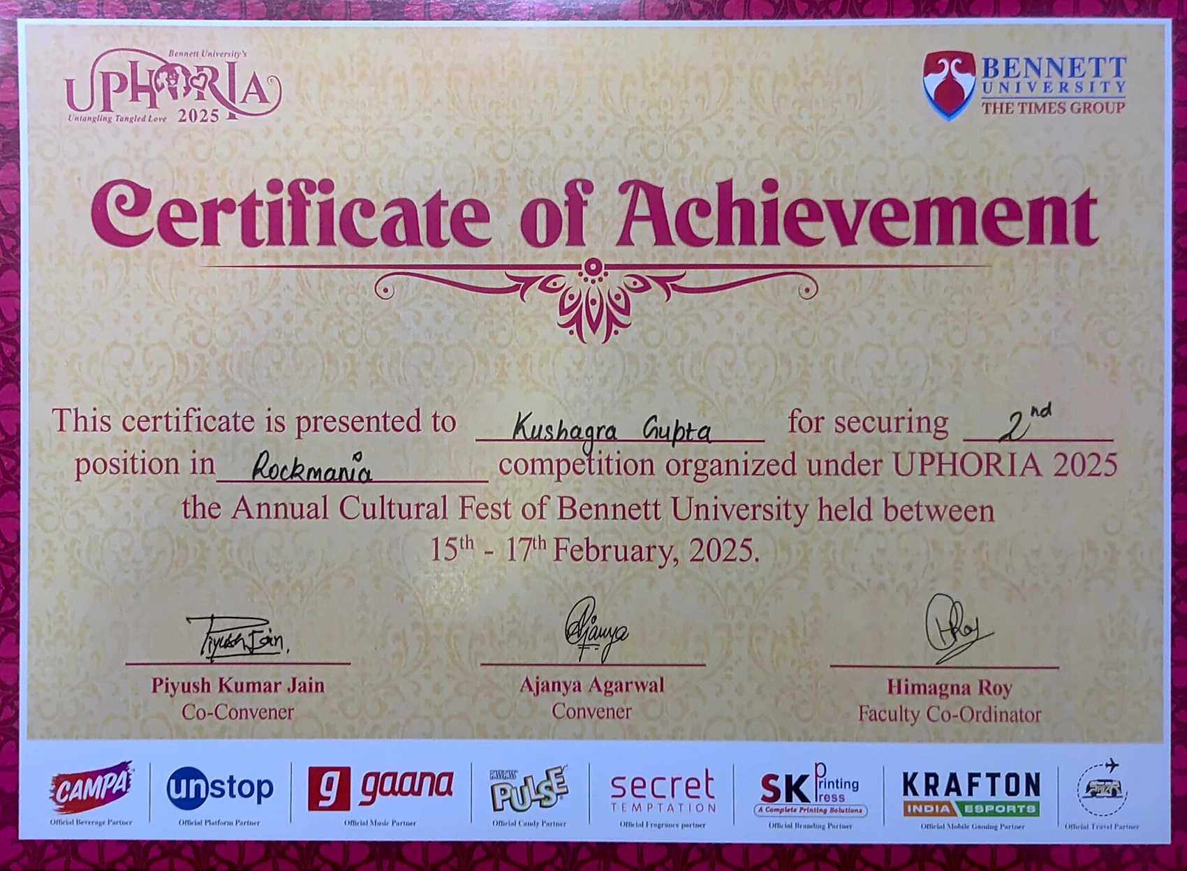 2nd Place - Rockmania (Uphoria 2025)